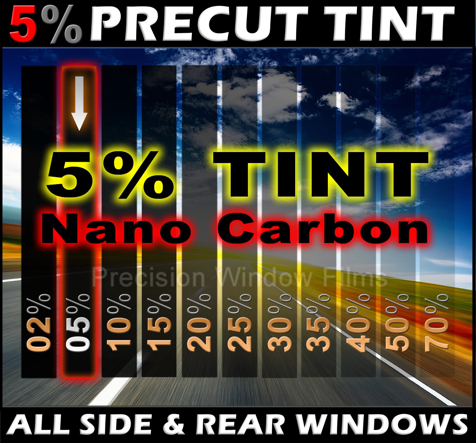 PreCut Window Film 5% VLT Limo Black Tint for Nissan MICRA 4DR Hatch 2015-2016