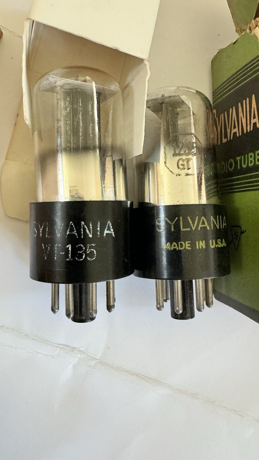 NOS Matched PAIR VT-135 12j5 Sylvania 12J5GT AUDIO Tubes