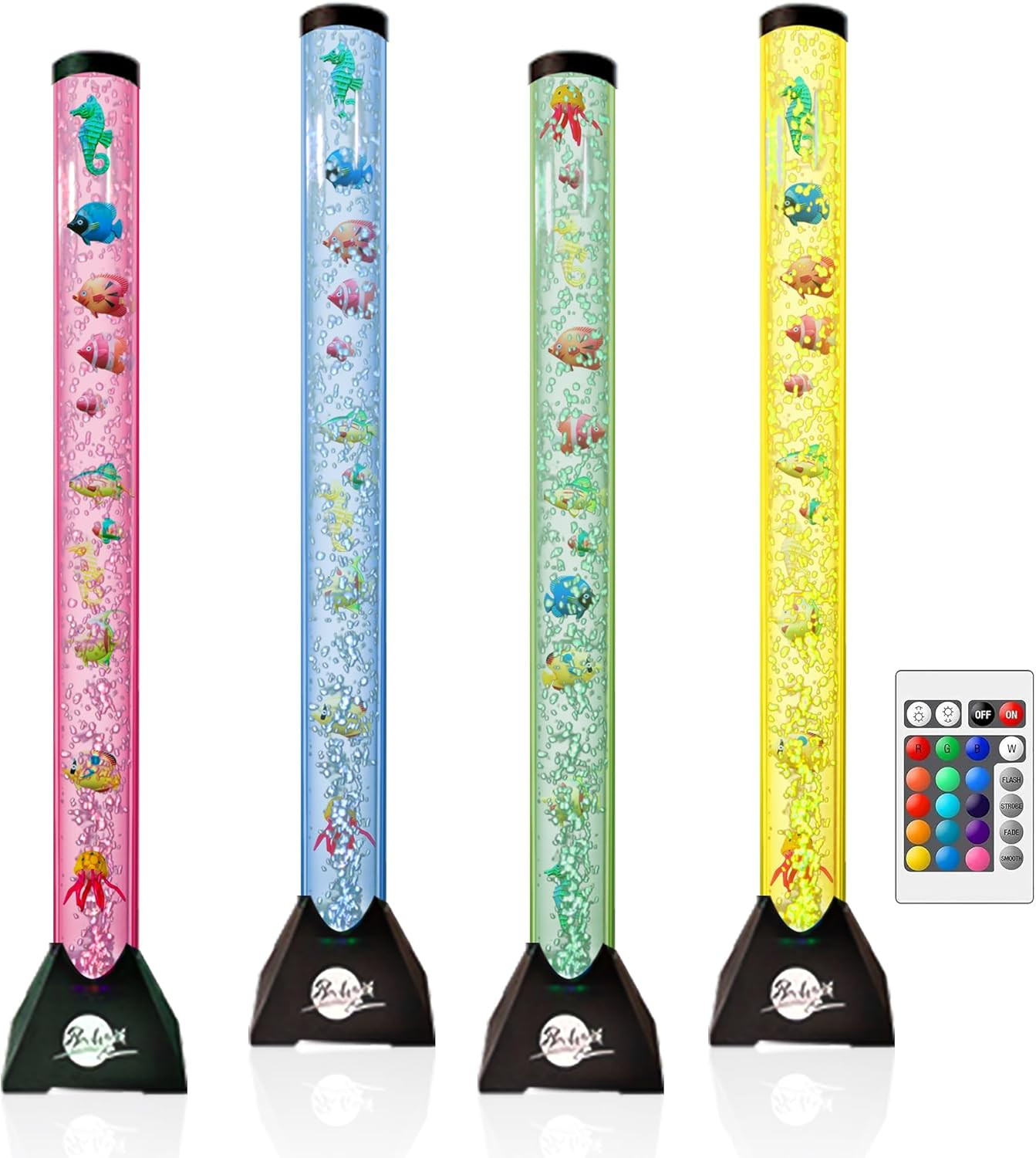 4FT Sensory LED Water Bubble Fish Tube Floor Lamp with 16 Color Changing Light E