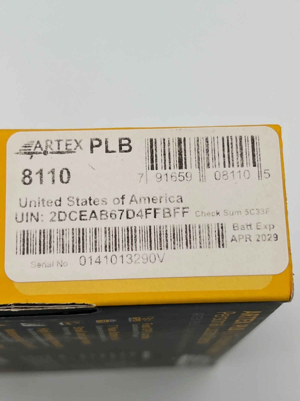 Personal Locator Beacon (PLB) Battery Expires April 2029