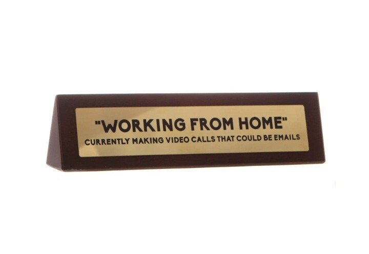 Wooden Working From Home Desk Sign