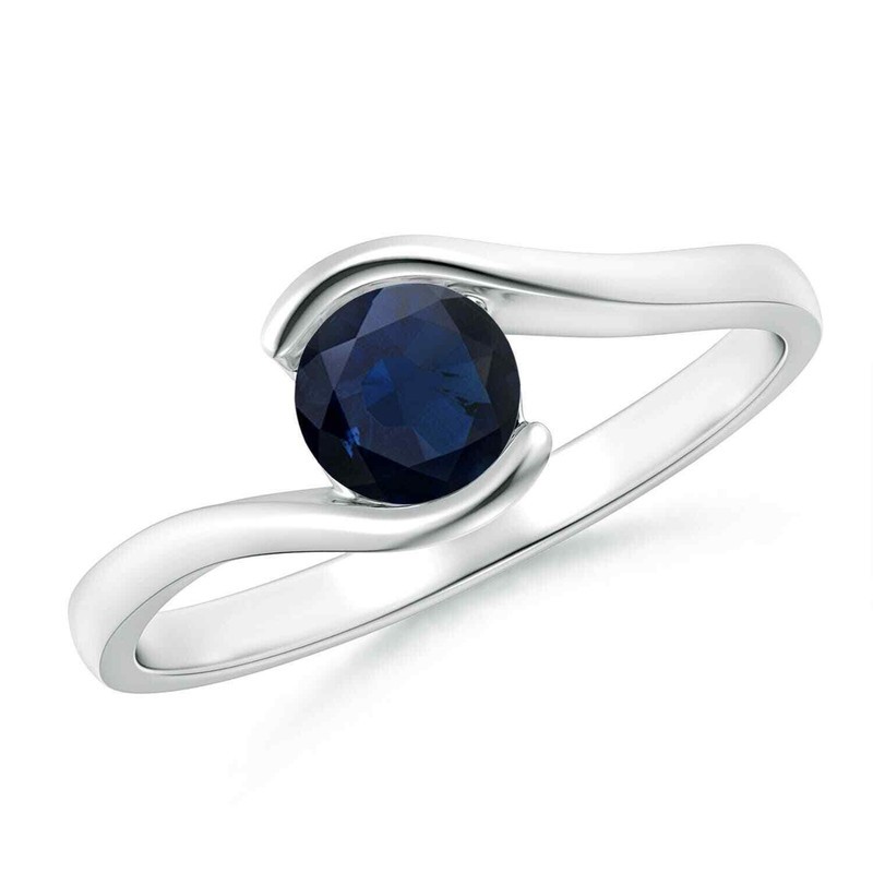 Sterling Silver Blue Sapphire Stone Solitaire Mother Wedding Ring Jewelry Size 7