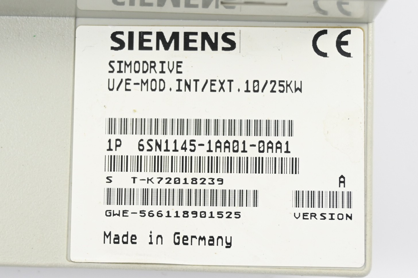 Siemens Simodrive Front Cover for 6SN1145-1AA01-0AA1