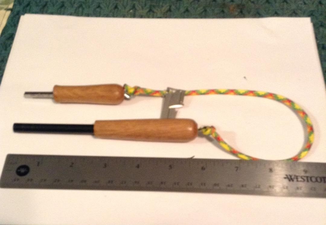 White Oak Matched Wood Fire steel + Striker  + P-38   USA Seller  #12