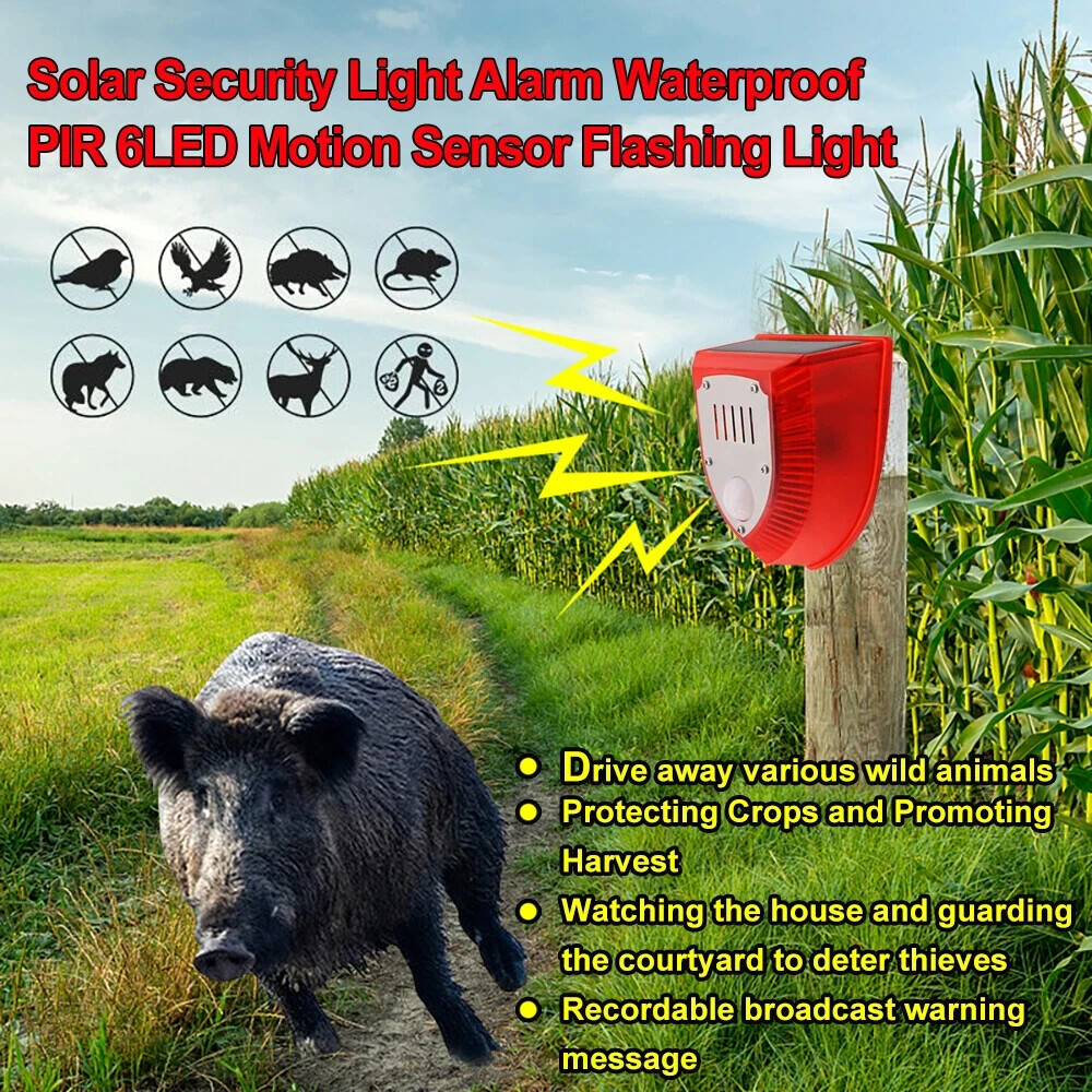 4Pack Solar Alarm LED Light Strobe Wireless Motion Sensor Detector Warning Lamp