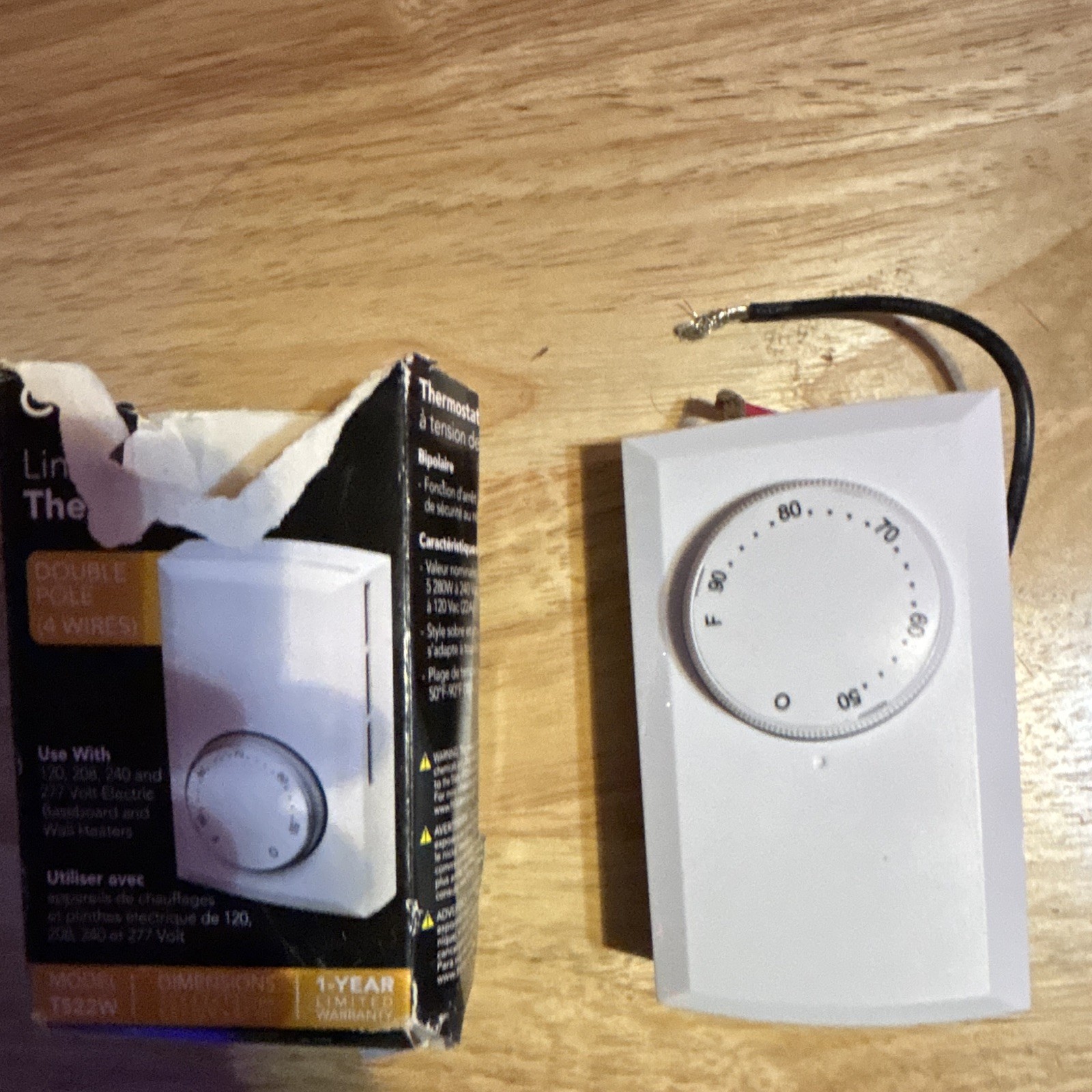 Cadet TS22W Line Voltage Double Pole Wall Dial Thermostat, White