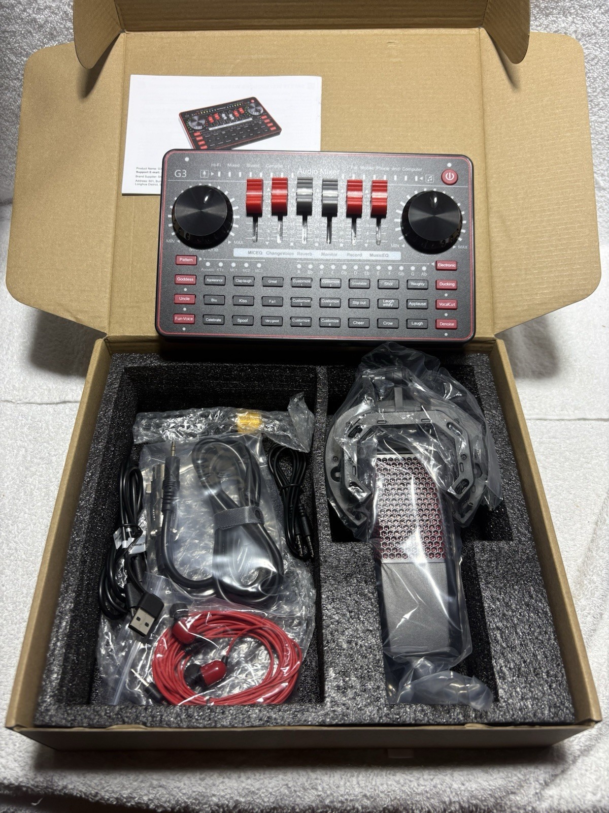 G3 Audio Mixer for Podcast Equipment Bundle，Live Sound Card for Streaming，Aud