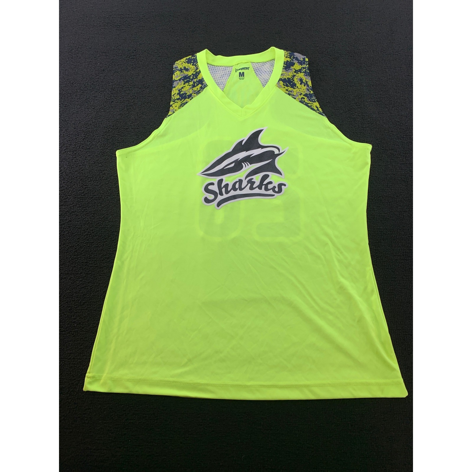 Champro Sports Sharks Basketball Tank Top Jersey Neon Green Size M