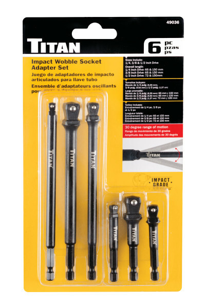Titan 49036 6pc 1/4" Hex Drive Impact Wobble Socket Adapter Set