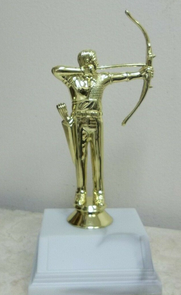 Archery trophy, award, faux marble base, with engraving - 3 lines, ~ 6.5" high