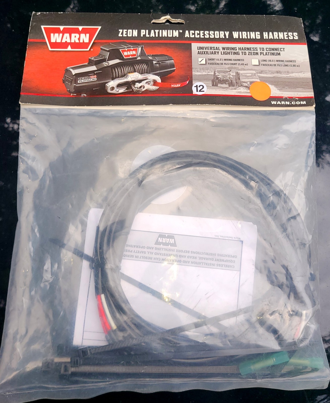 Warn 93373 Short 4.5' Light Harness Kit For Zeon Platinum Winch
