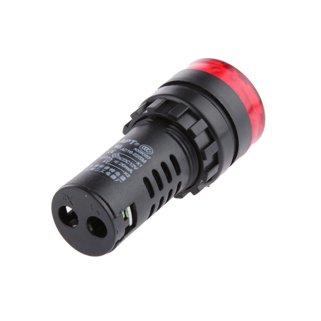 2 Pack New DC 12V Red LED Buzzer Alarm Signal Indicator Flash Light Panel Mount
