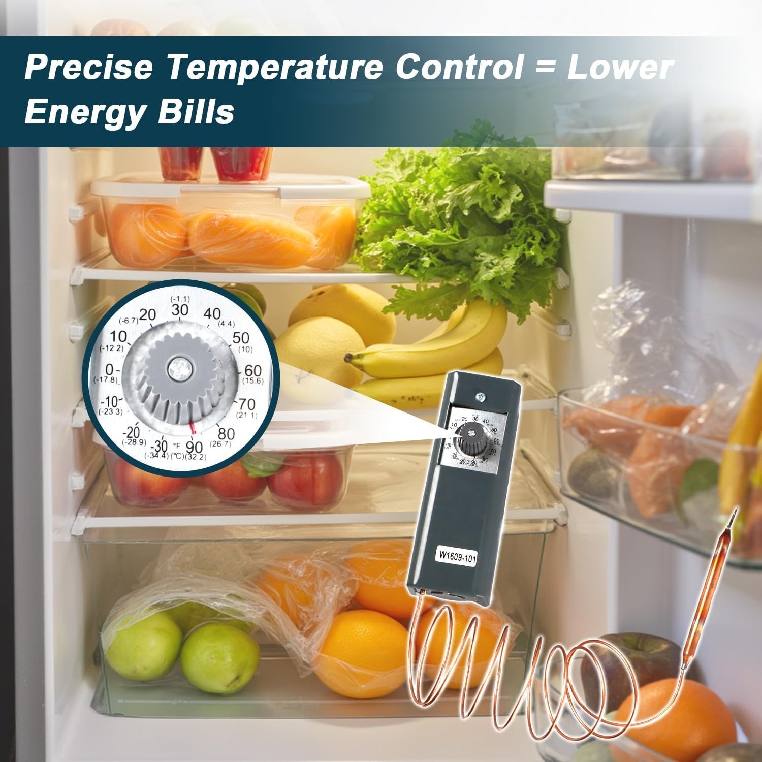 Manual Thermostat Temperature Controller with 5 Ft Capillary