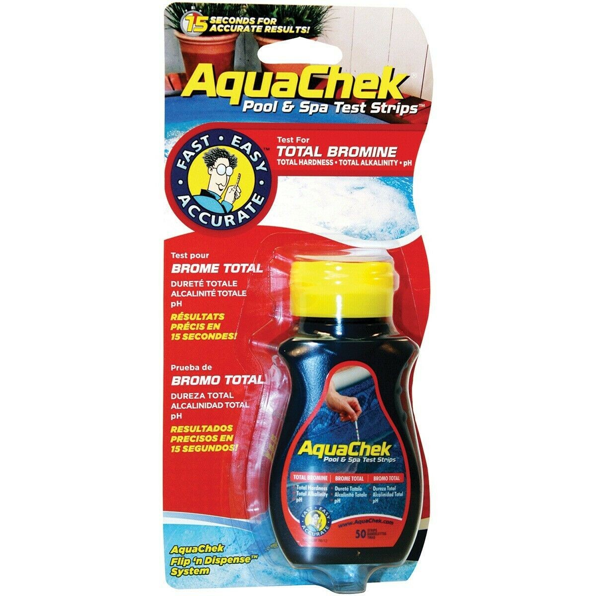New! AquaChek 521253 Red Pool&Spa Hot Tub Total Bromine Test Strips - 50 strips