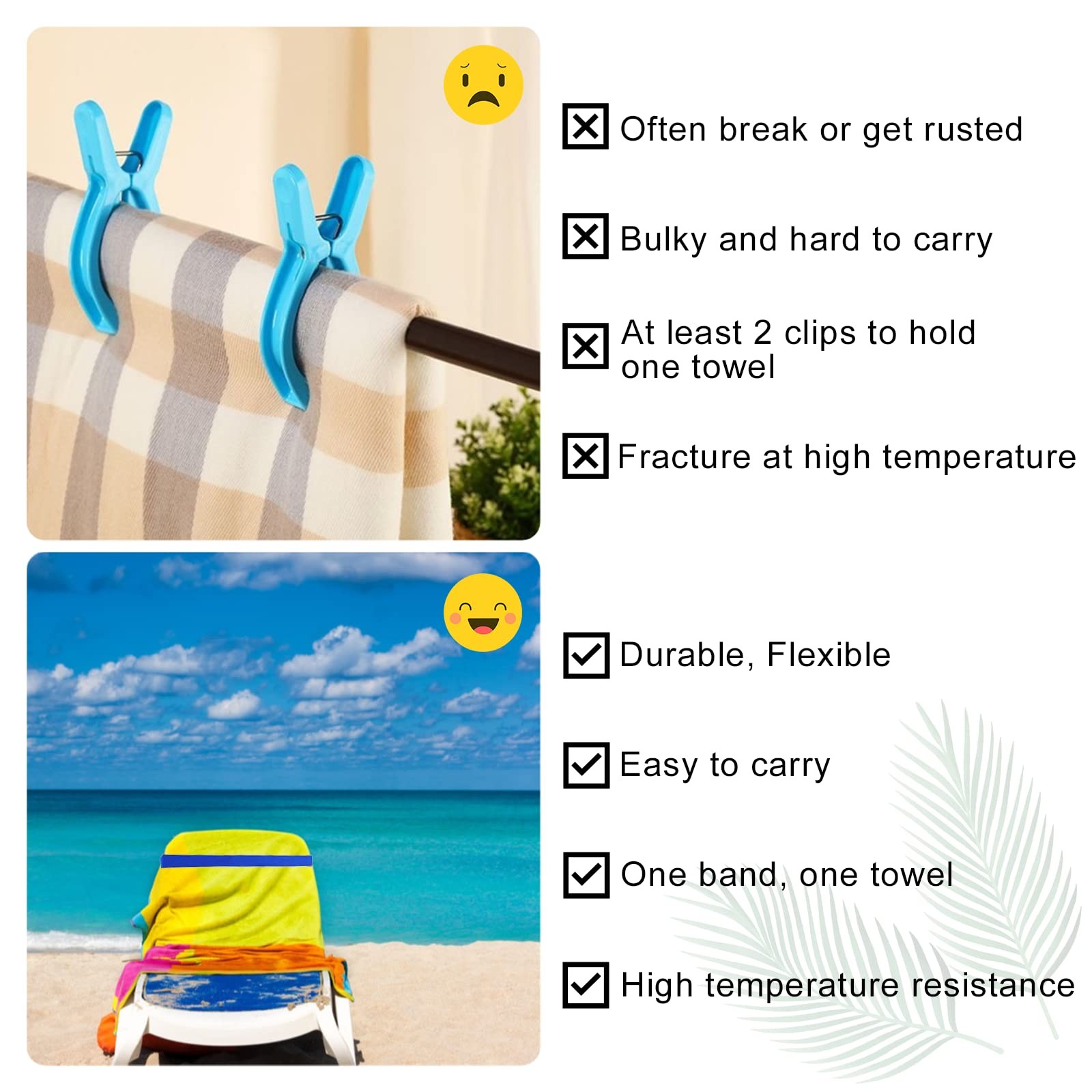 4 Pack Towel Bands, Bands for Beach 4 Wind Proof, Blue & Sky