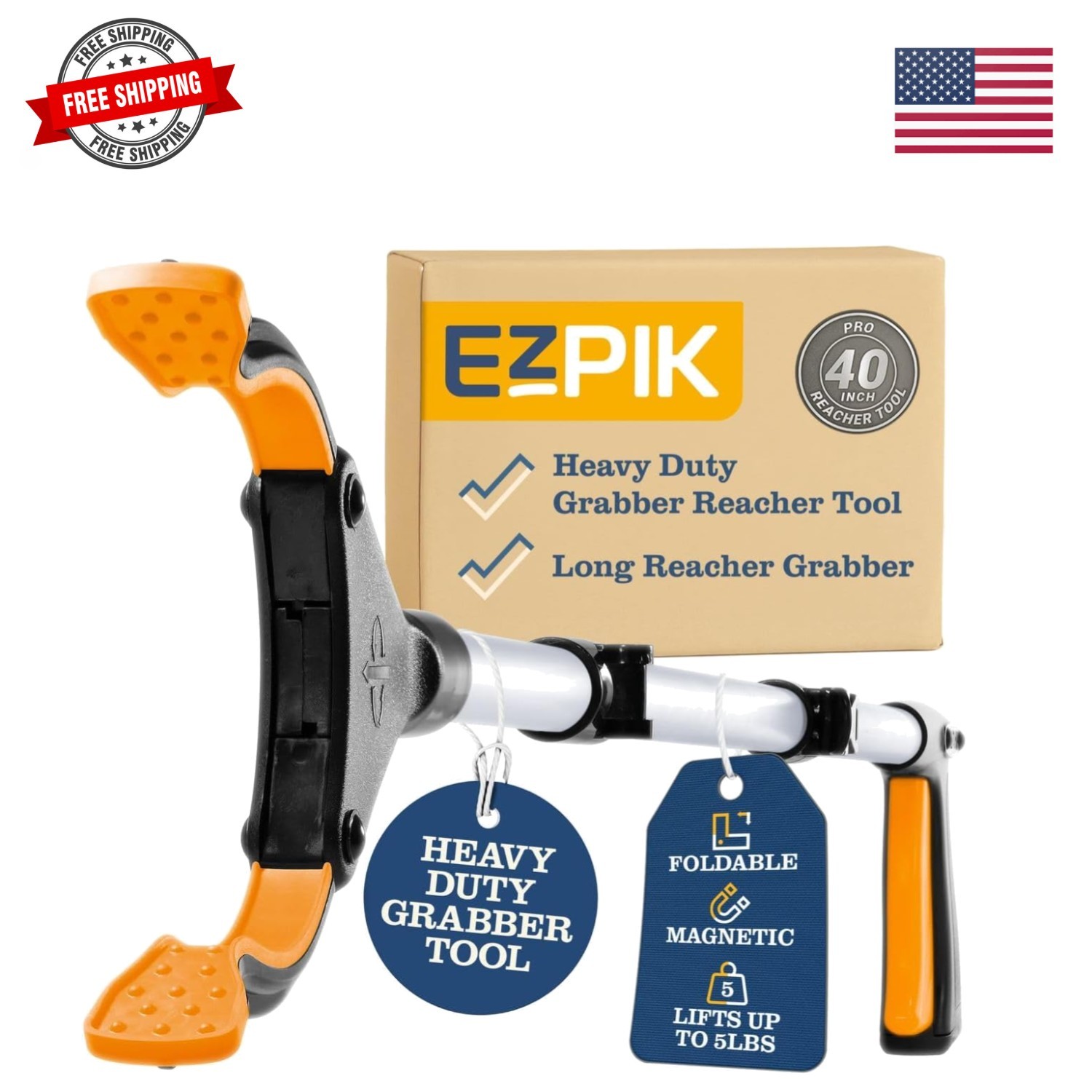 Pro 40" Extended Grabber Reacher Tool for Elderly, Trash Hand Grabber Pickup ...