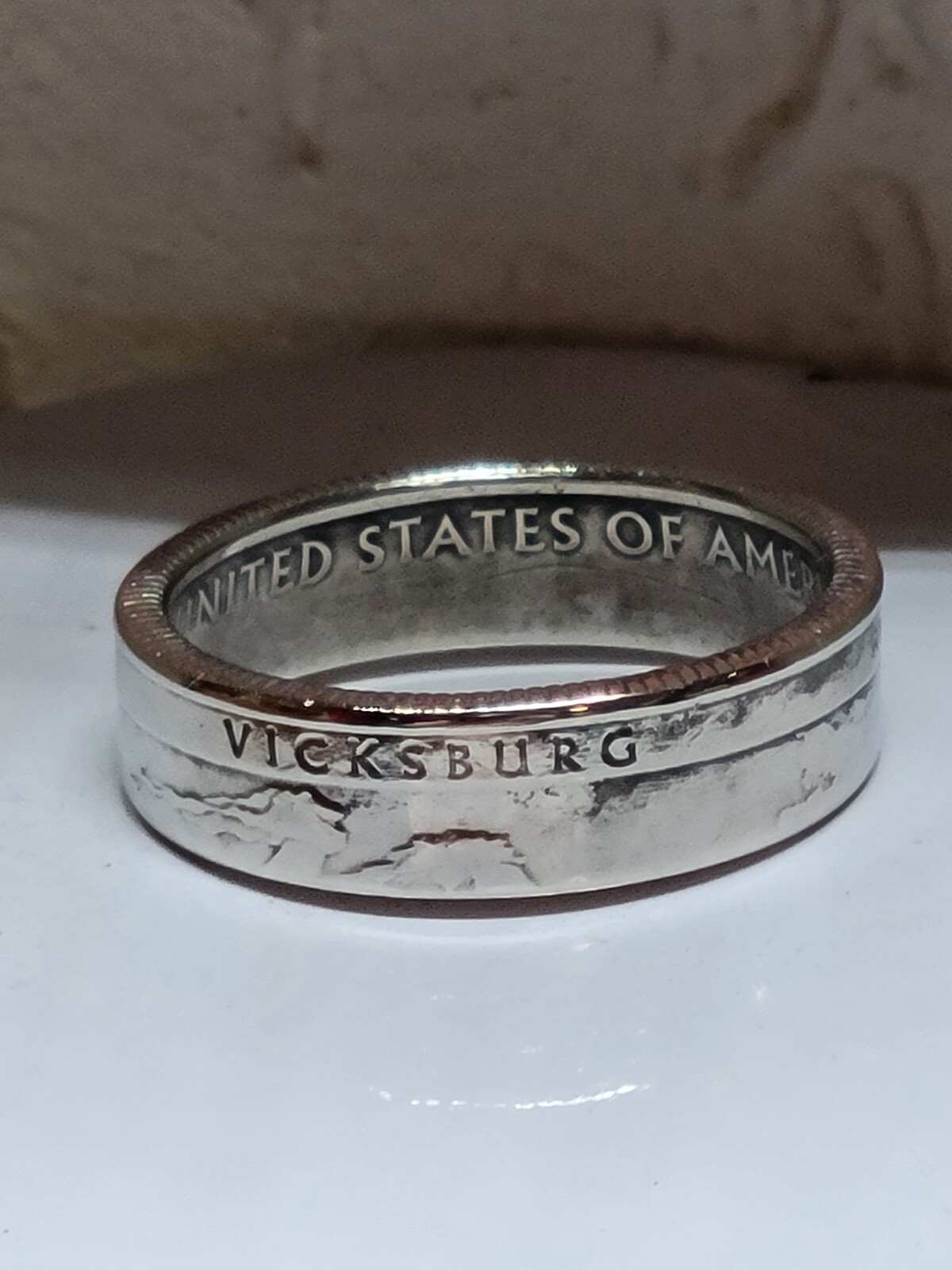 VICKSBURG, MS. - Size 9    State Quarter Coin Ring Hand Made