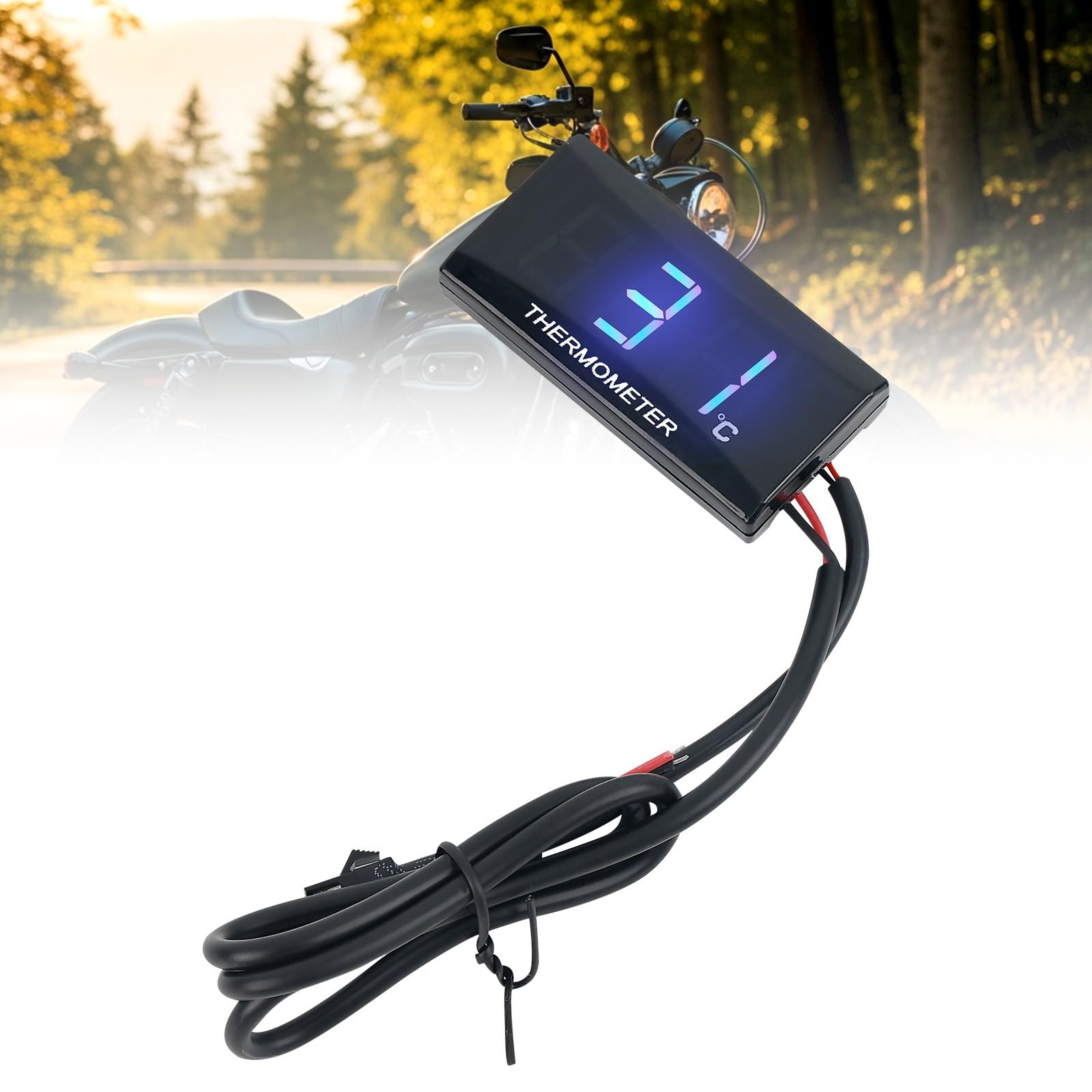 DC12V Universal Motorcycle Digital Thermometer, Water Temperature LED Gauge Temp...