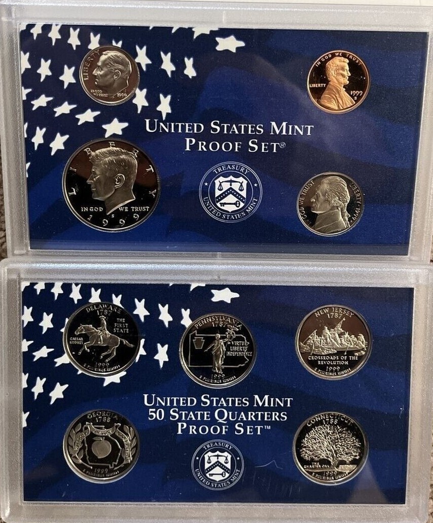 1999 US Mint 9 Coin Proof Set w/ Original Box and COA beautiful coins