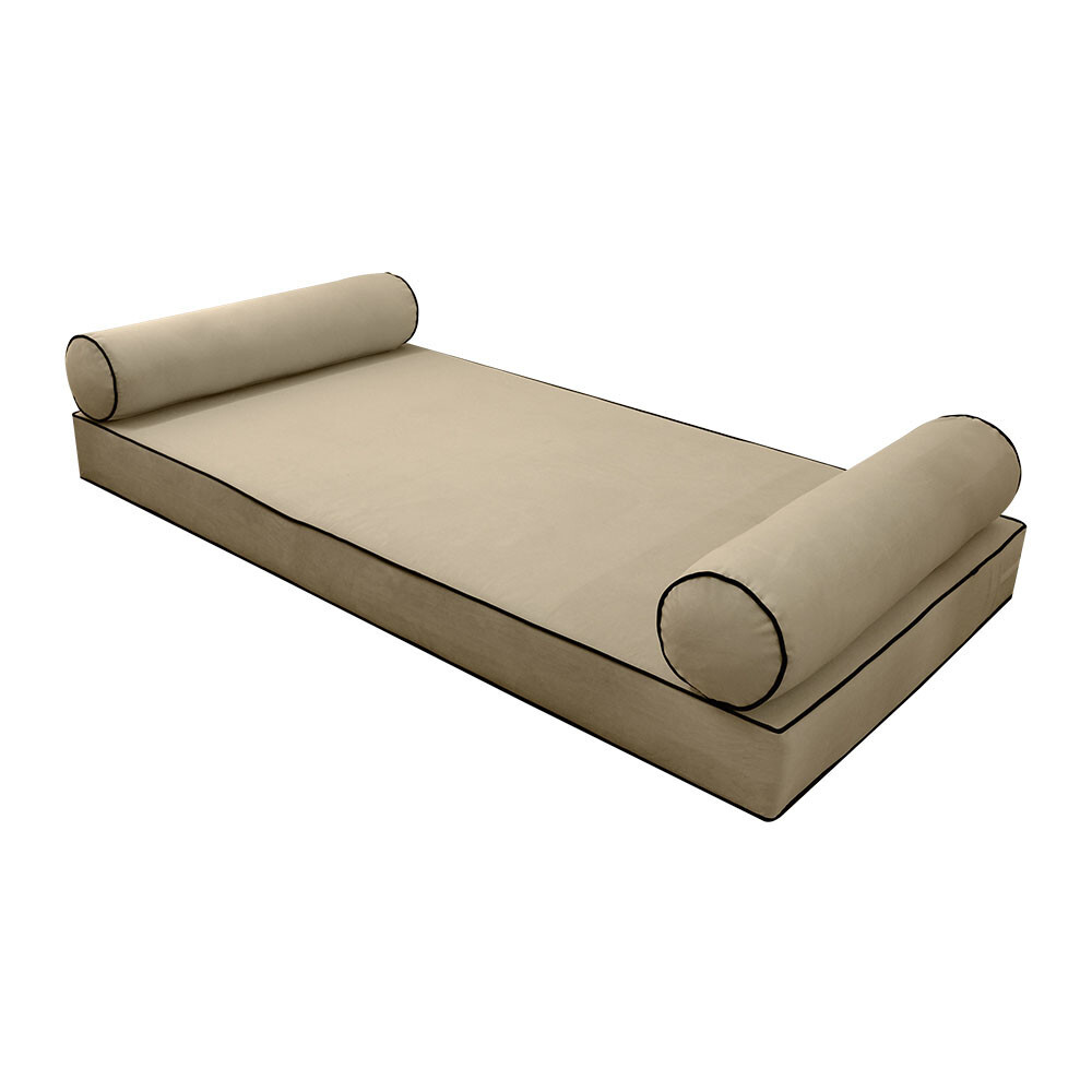 SLIPCOVER ONLY S.V5 Velvet Daybed Mattress Pillow Contrast Trim Twin-XL AD304