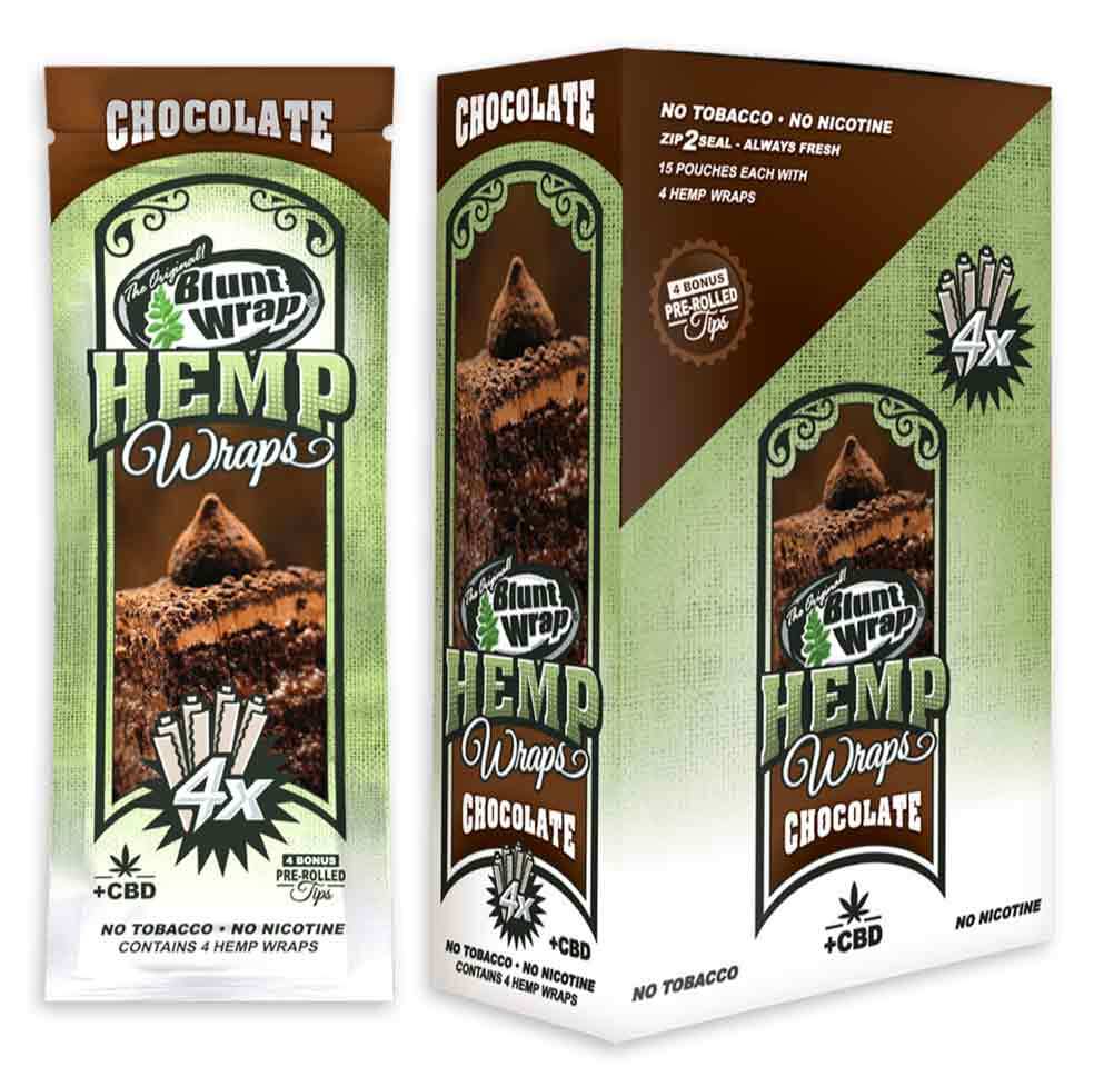 The Original B Wrap Rolling Paper Chocolate Flavor 60 Wraps + Tips FULL DISPLAY