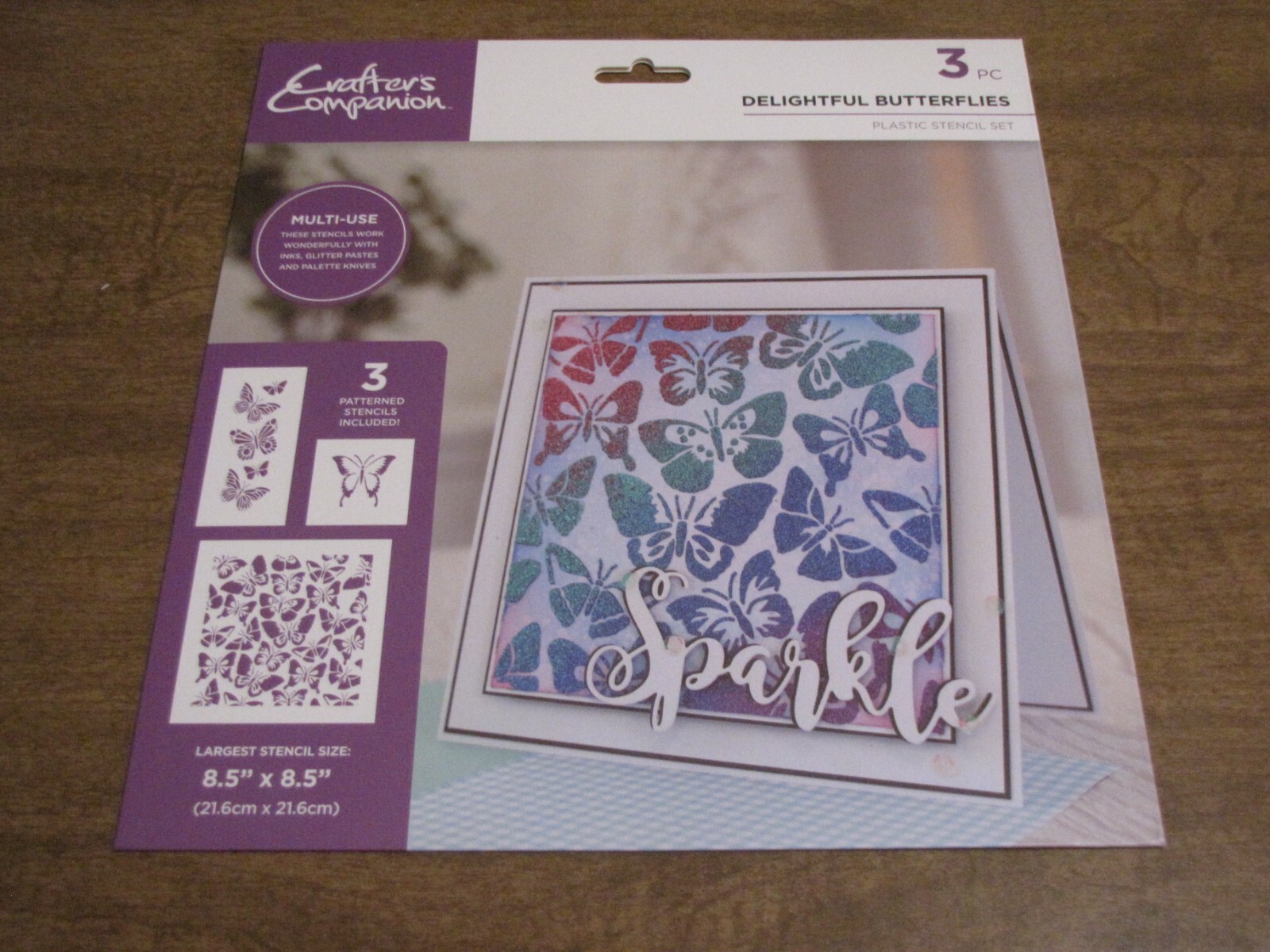 CRAFTERS COMPANION DELIGHTFUL BUTTERFLIES STENCIL SET LARGE SIZE