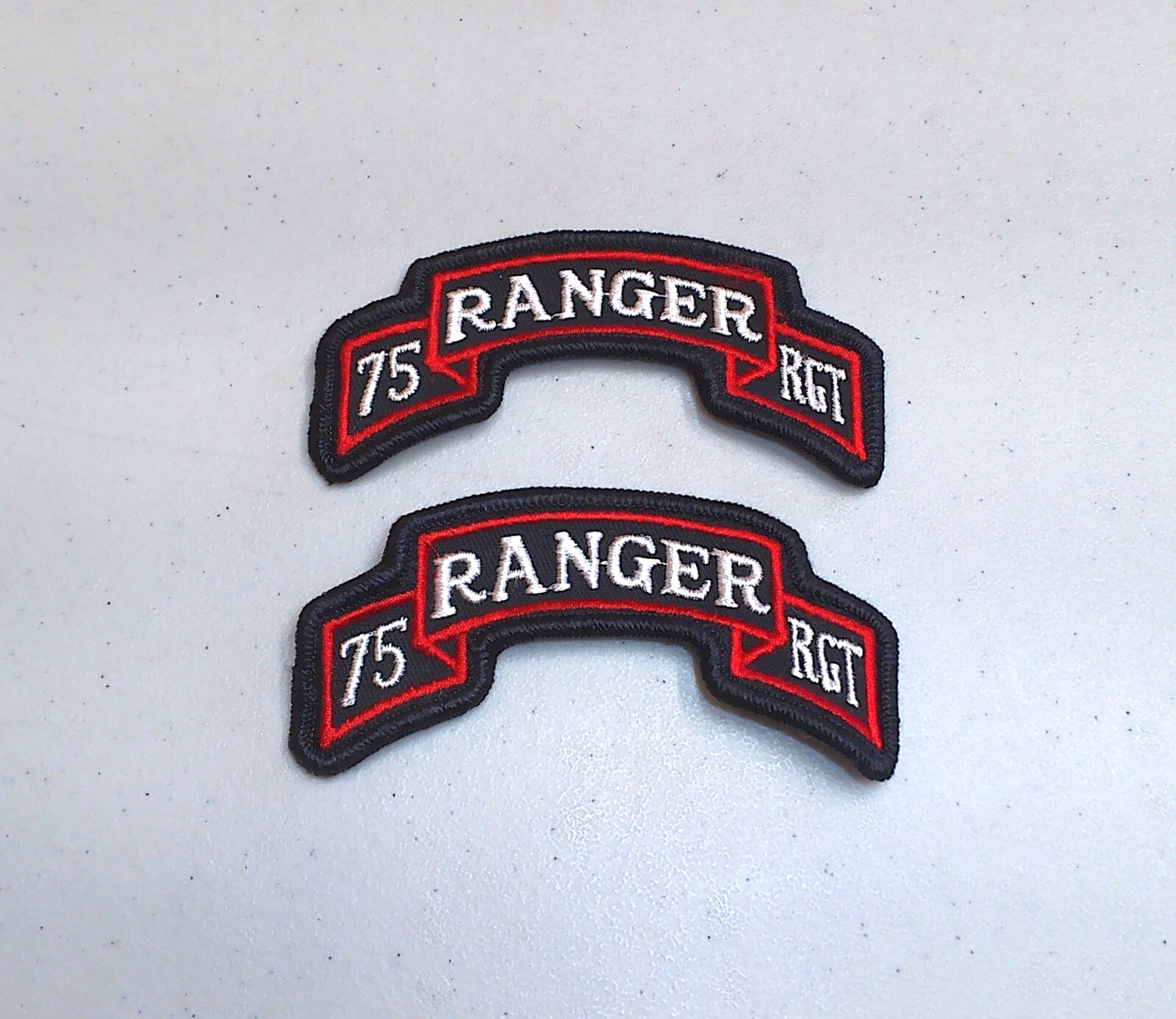 Lot of 2 US Army 75th Ranger Regiment Scroll Black Dress Uniform Sew On Patches