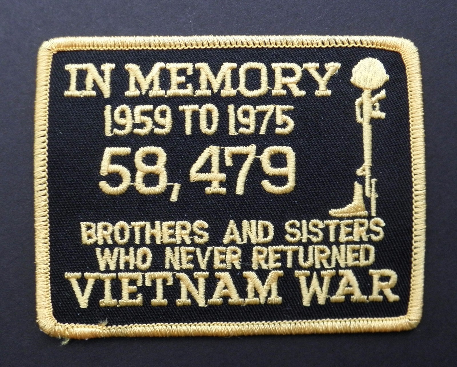 VIETNAM VETERAN EMBROIDERED IN MEMORY PATCH 4.25 X 3.25 INCHES