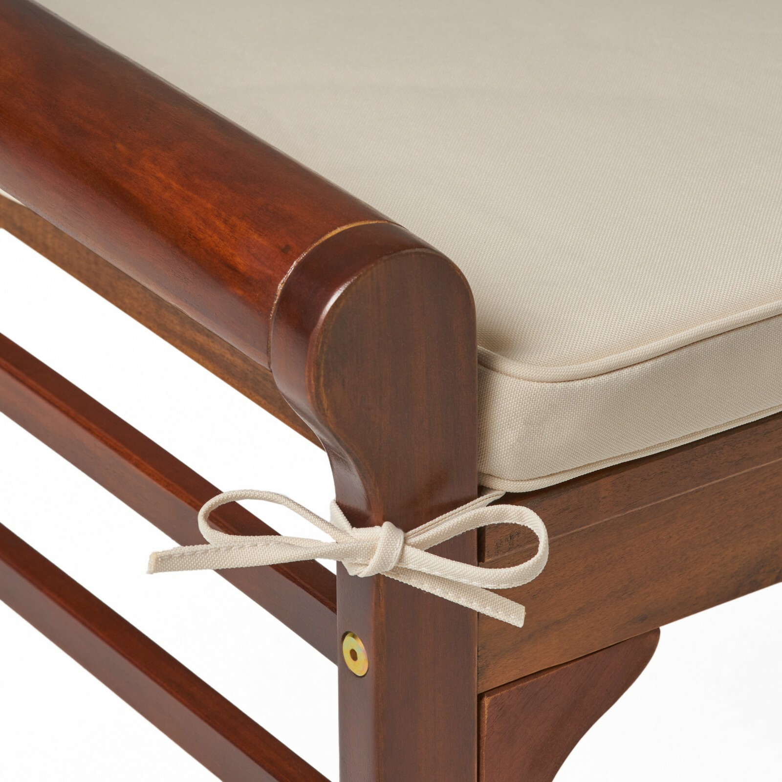 Dixon Rustic Acacia Wood Bench with Cushion