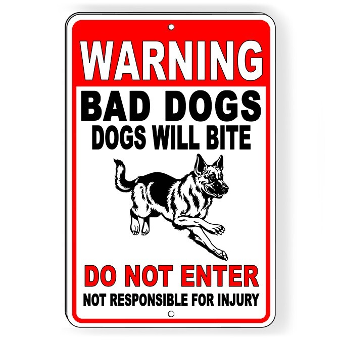 Dog Will Bite Beware Of Dog Metal Sign Security Keep Out Warning Do Not Enter