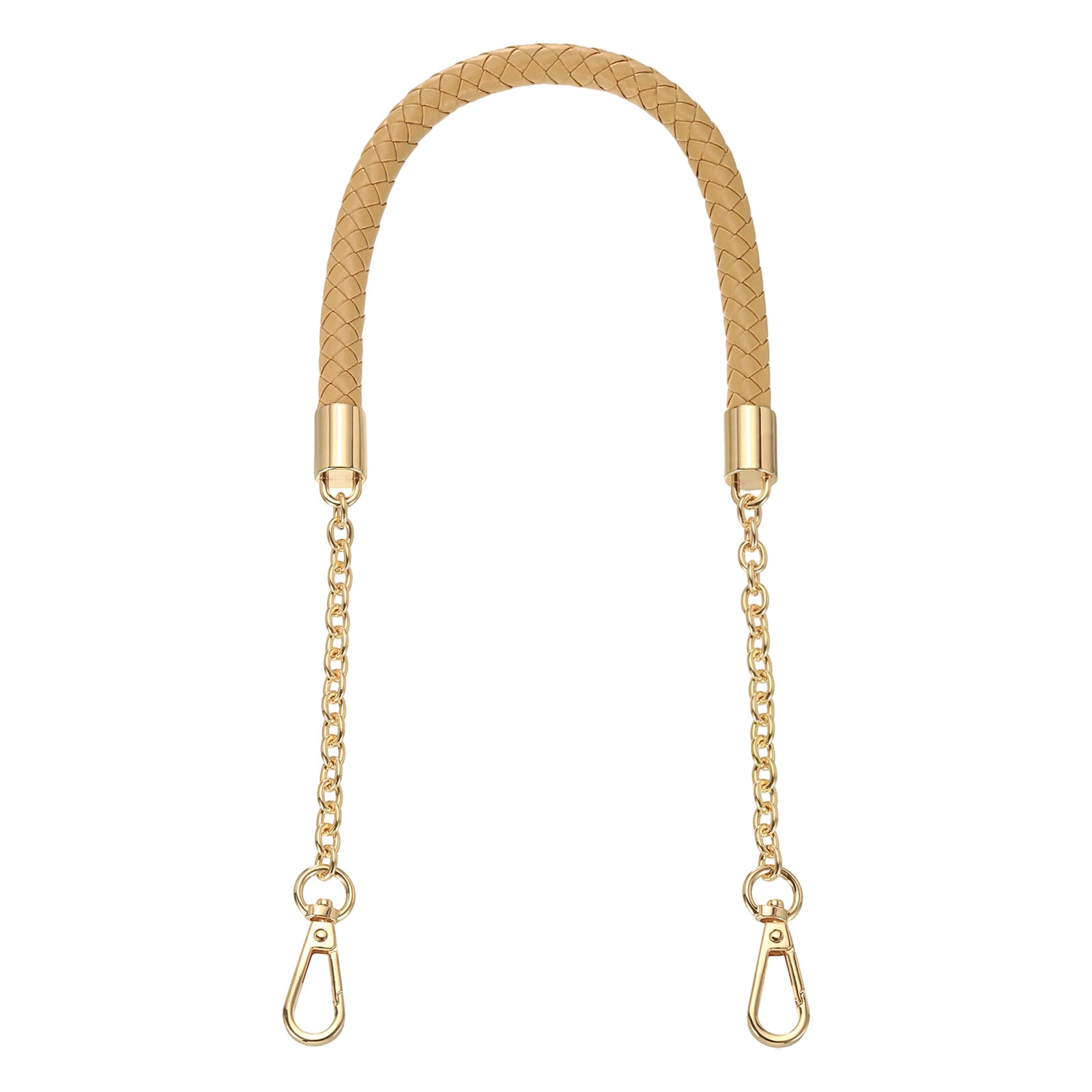 62cm/24.4" PU Leather Braided Purse Strap (Apricot, Light Gold Buckle)