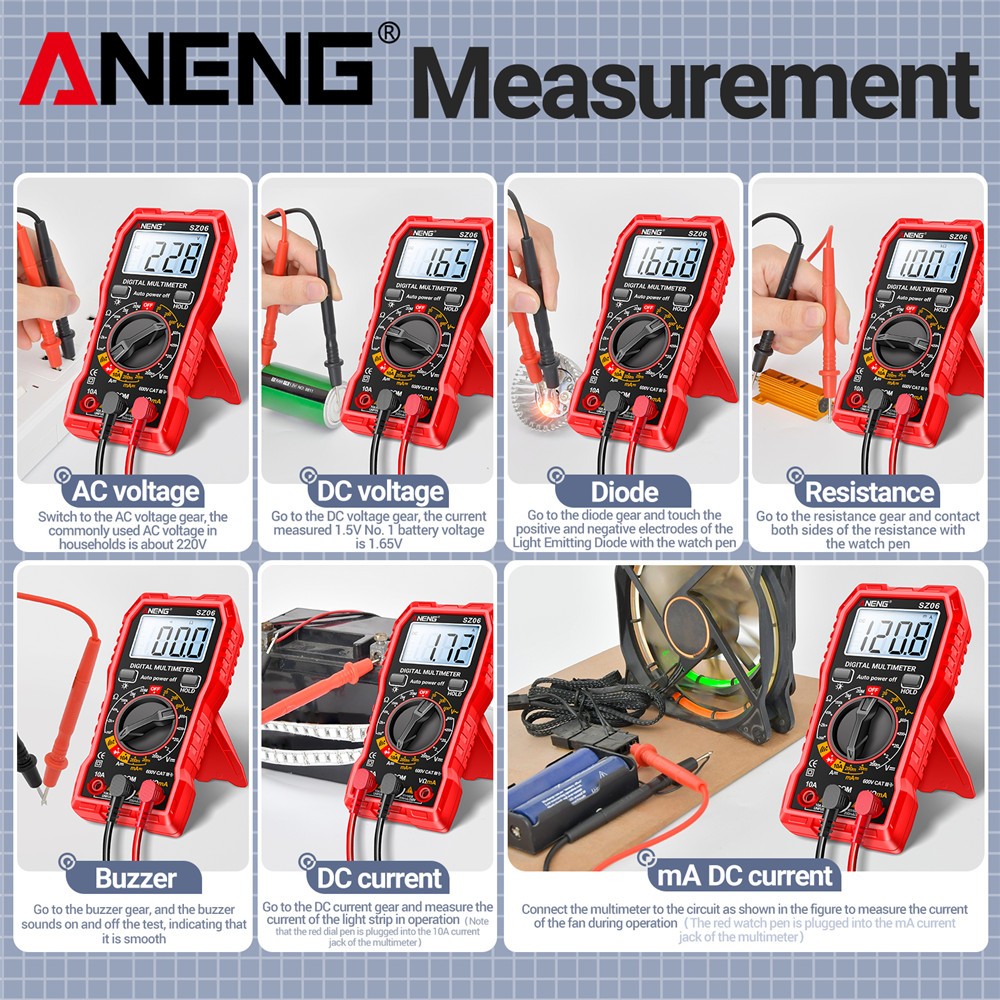 Digital Multimeter Voltmeter SZ06 AC DC Ammeter Ohmmeter Volt Meter Tester Ohm