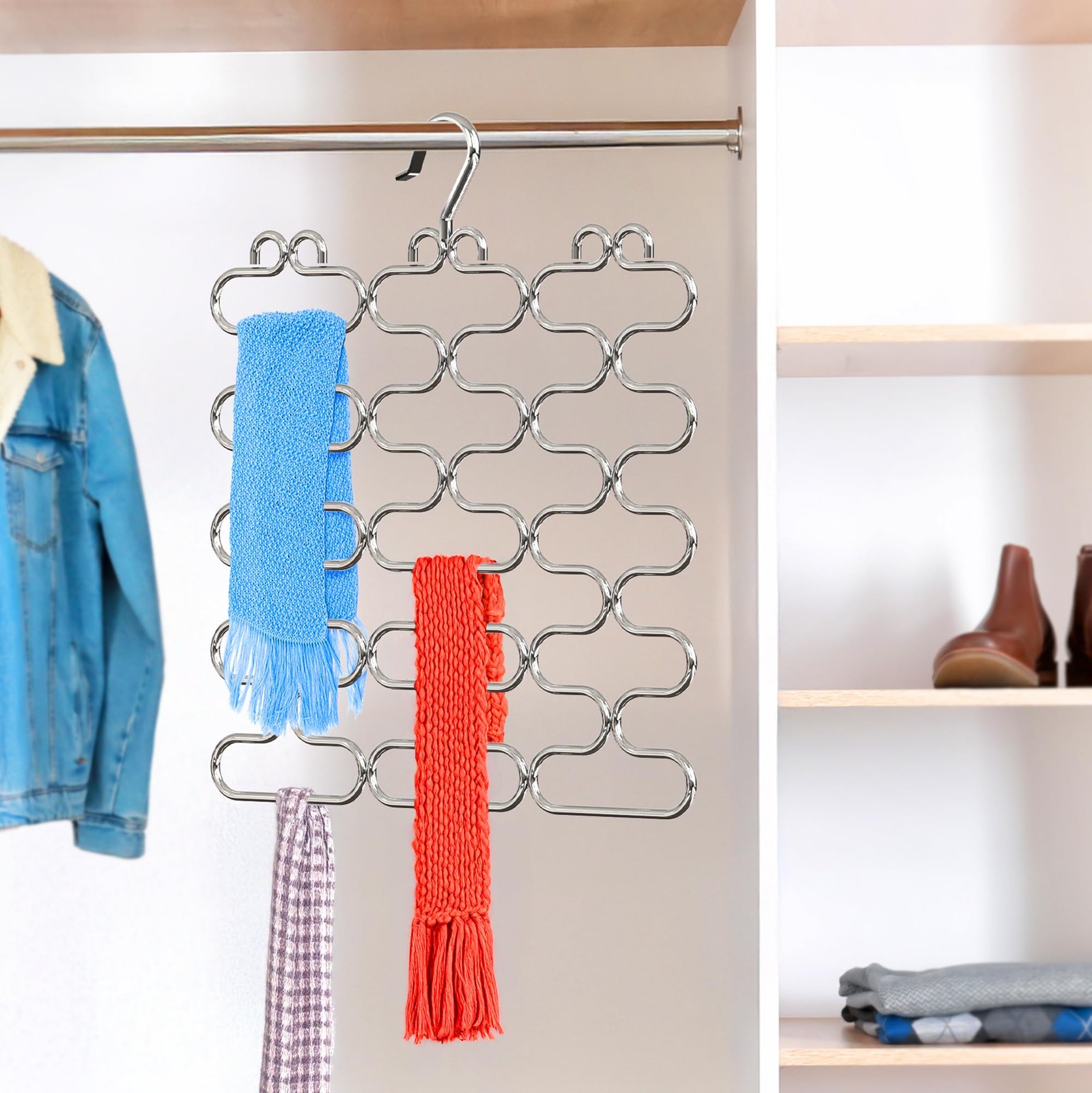 Scarf Hanger for Closet, 23 Loop, Chrome