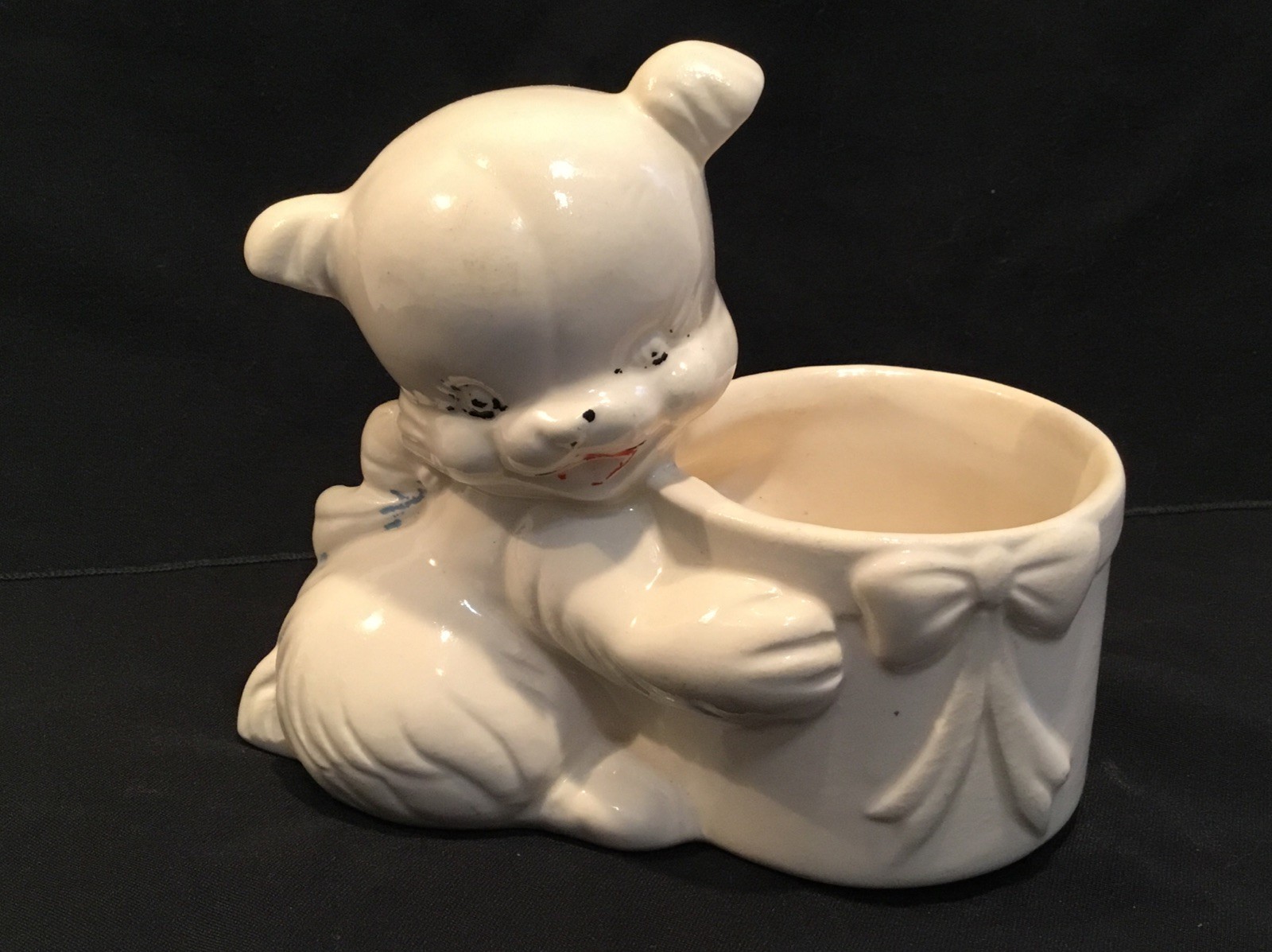 Vintage Nursery Gift White Bear Small Planter USA Decorative Item