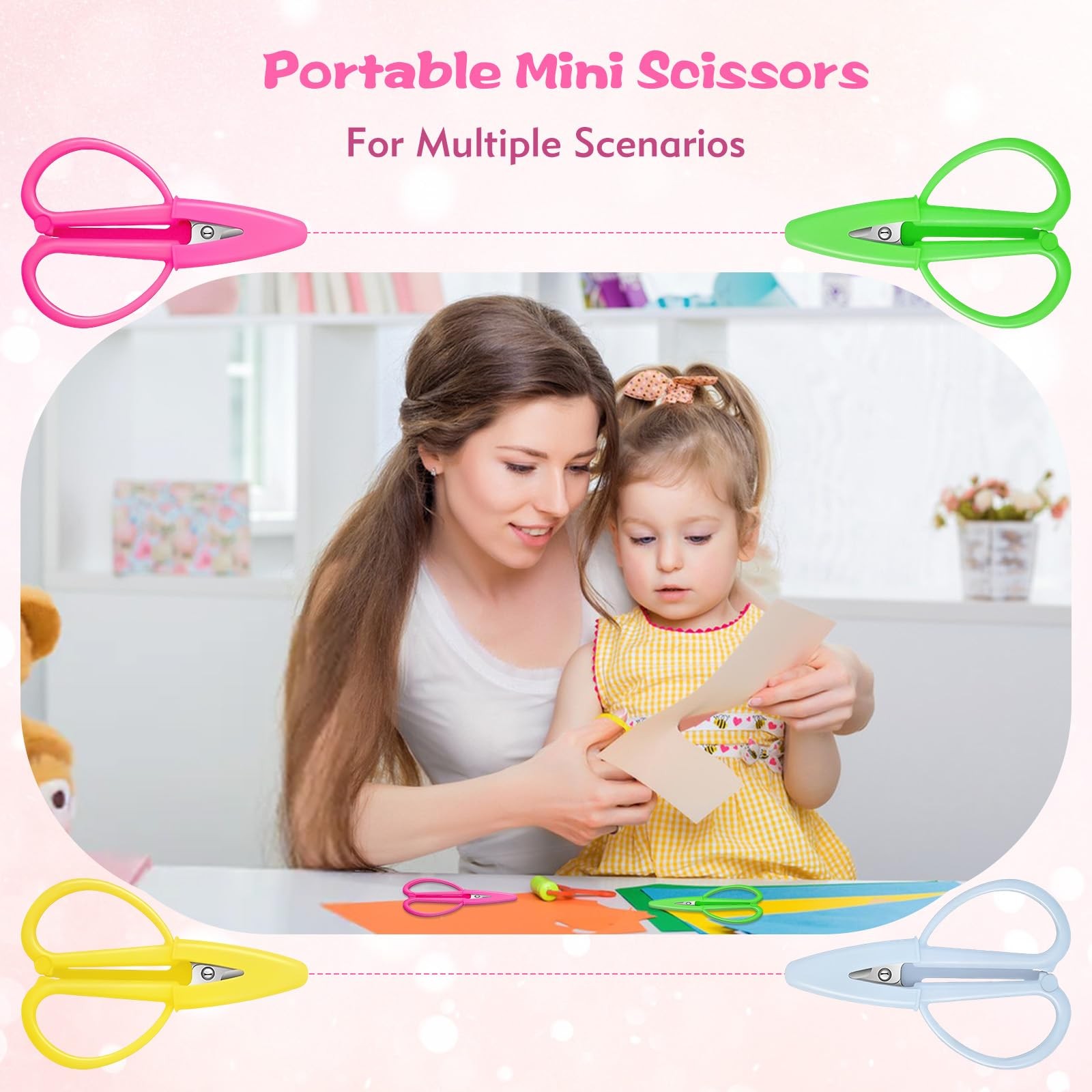 4 Pack Mini Scissors - Small Sharp Scissors All Purpose with Cover Tiny Detail S