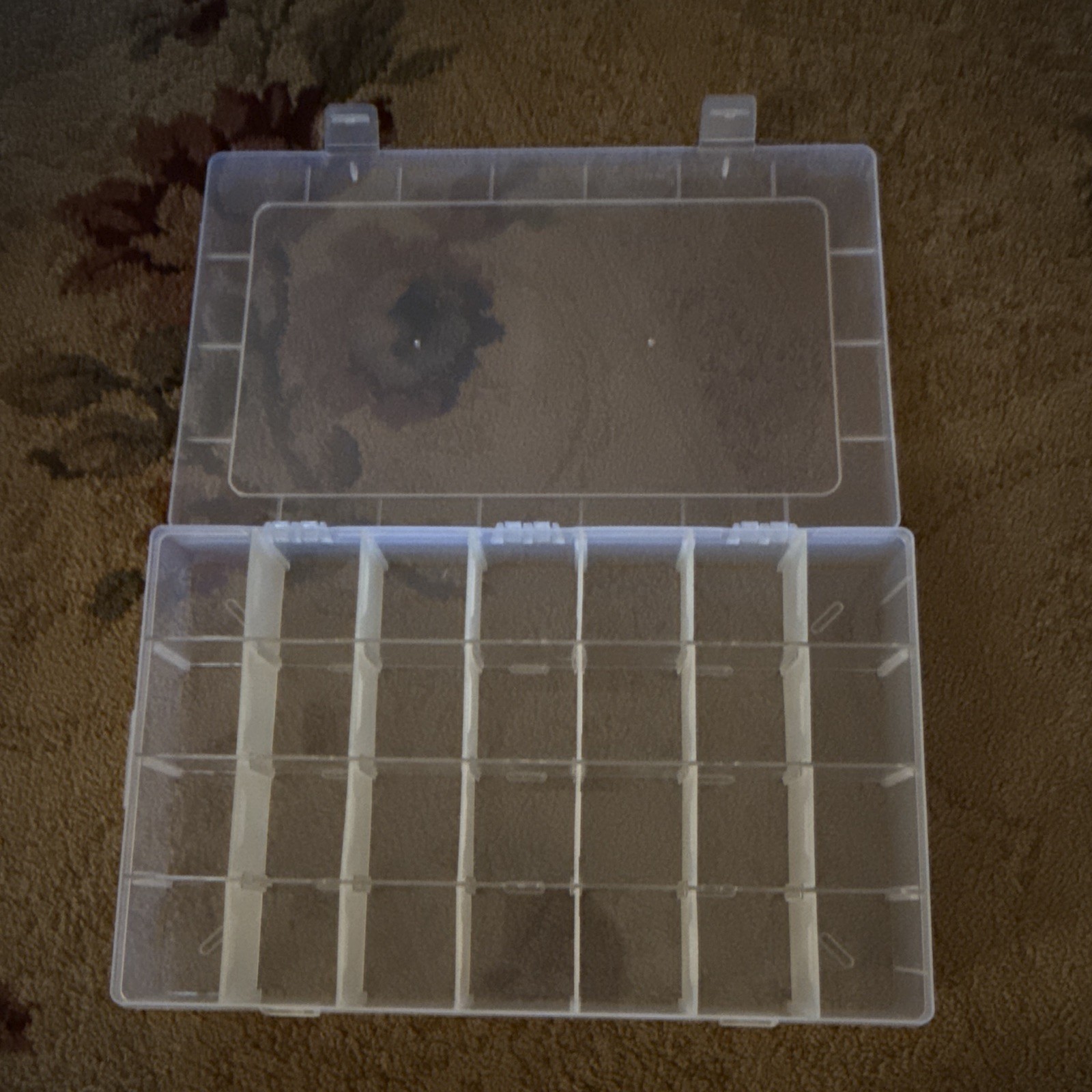 Clear Plastic Bead Storage Organizer Box with Adjustable Dividers