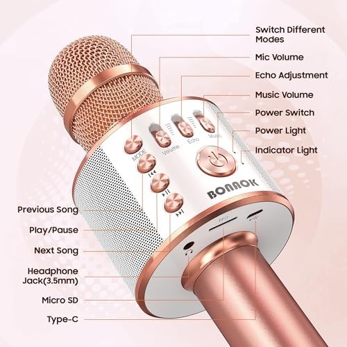 Wireless Bluetooth Karaoke Microphone 3-in-1 Portable Handheld Speaker with