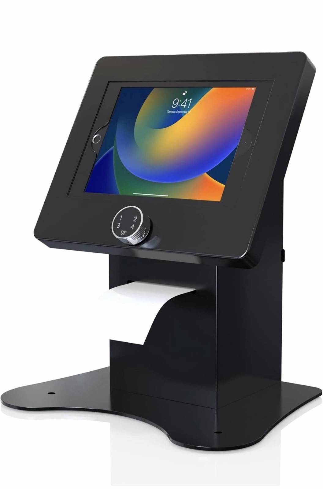 Anti Theft Tablet Desk Stand CTA Secured POS Kiosk, Pass Lock & Printer Shelf