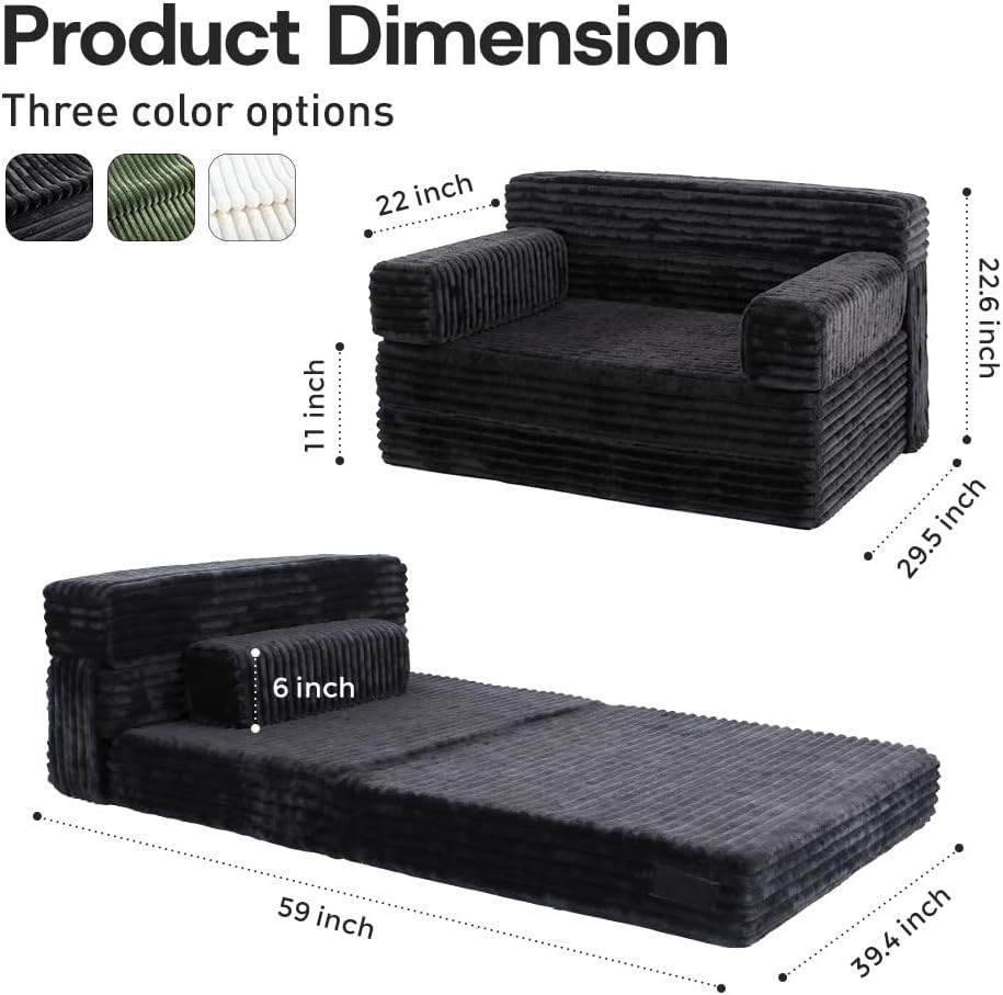 Folding Sofa Bed,Convertible Sofa Bed with Armrest Foldable Sleeper Chair,