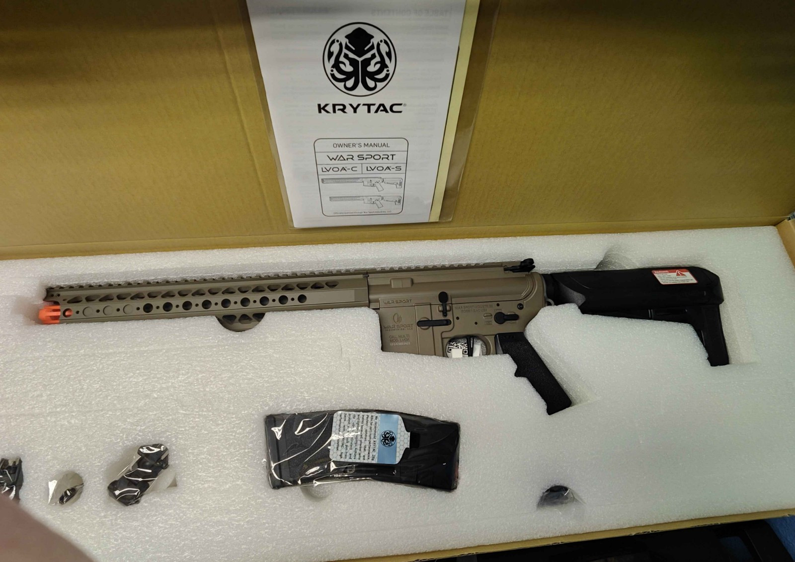 Krytac War Sport LVOA-S M4 Carbine Airsoft AEG Rifle (Flat Dark Earth/ 400 FPS)