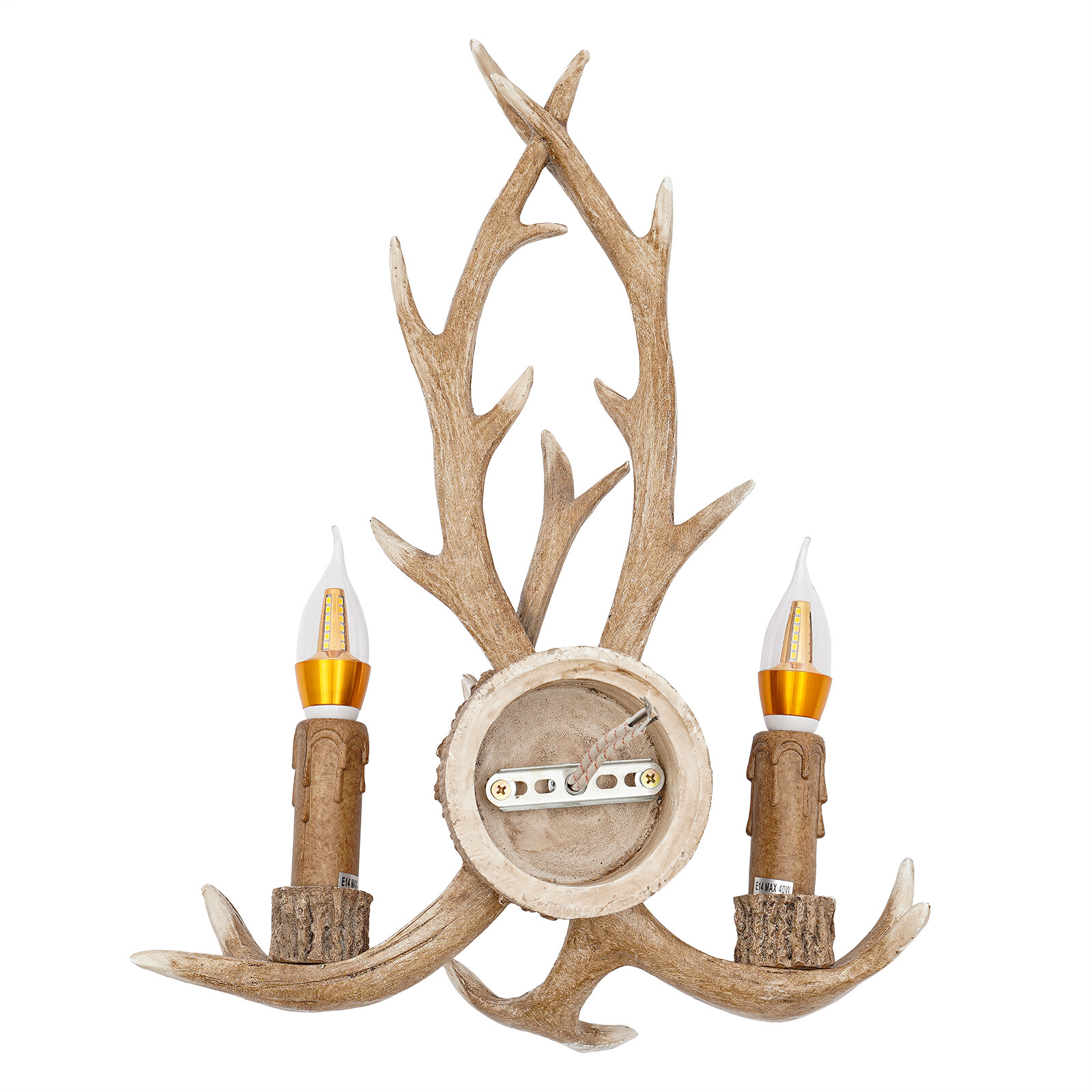 Resin Antler Wall Light Fixture Vintage Retro Deer Horn Sconce Lamp Home Decor
