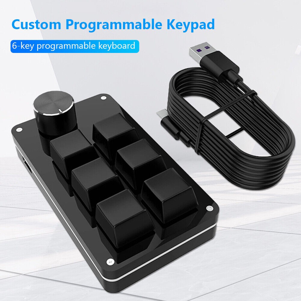 Macro Keyboard Knob 6 Key + 1 Knob Programmable Mechanical Keypad