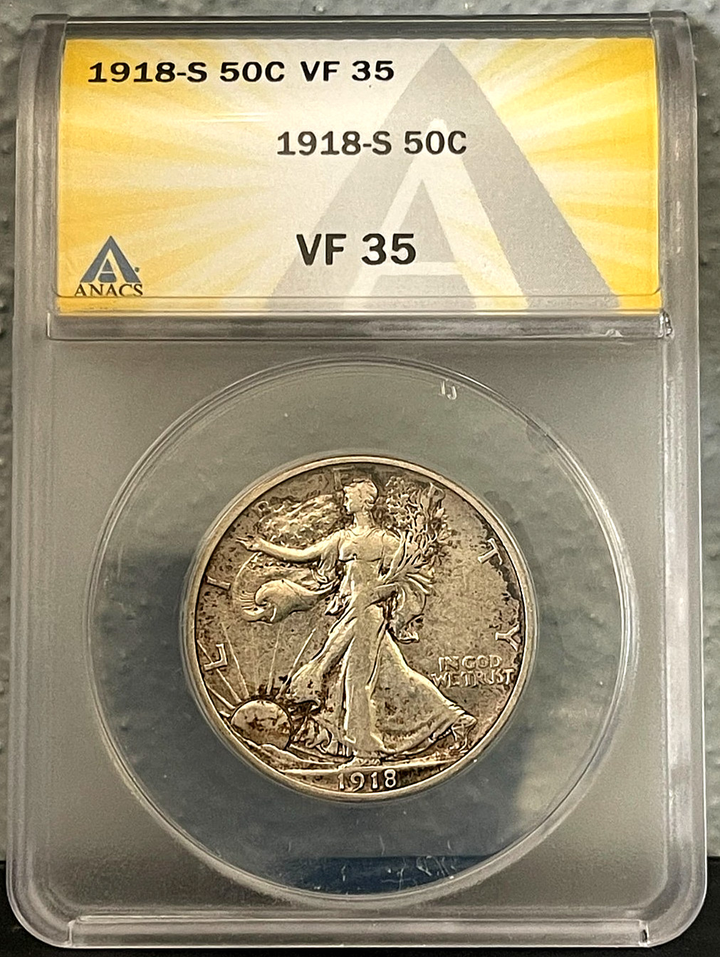 1918-S Walking Liberty Half Dollar ANACS VF35