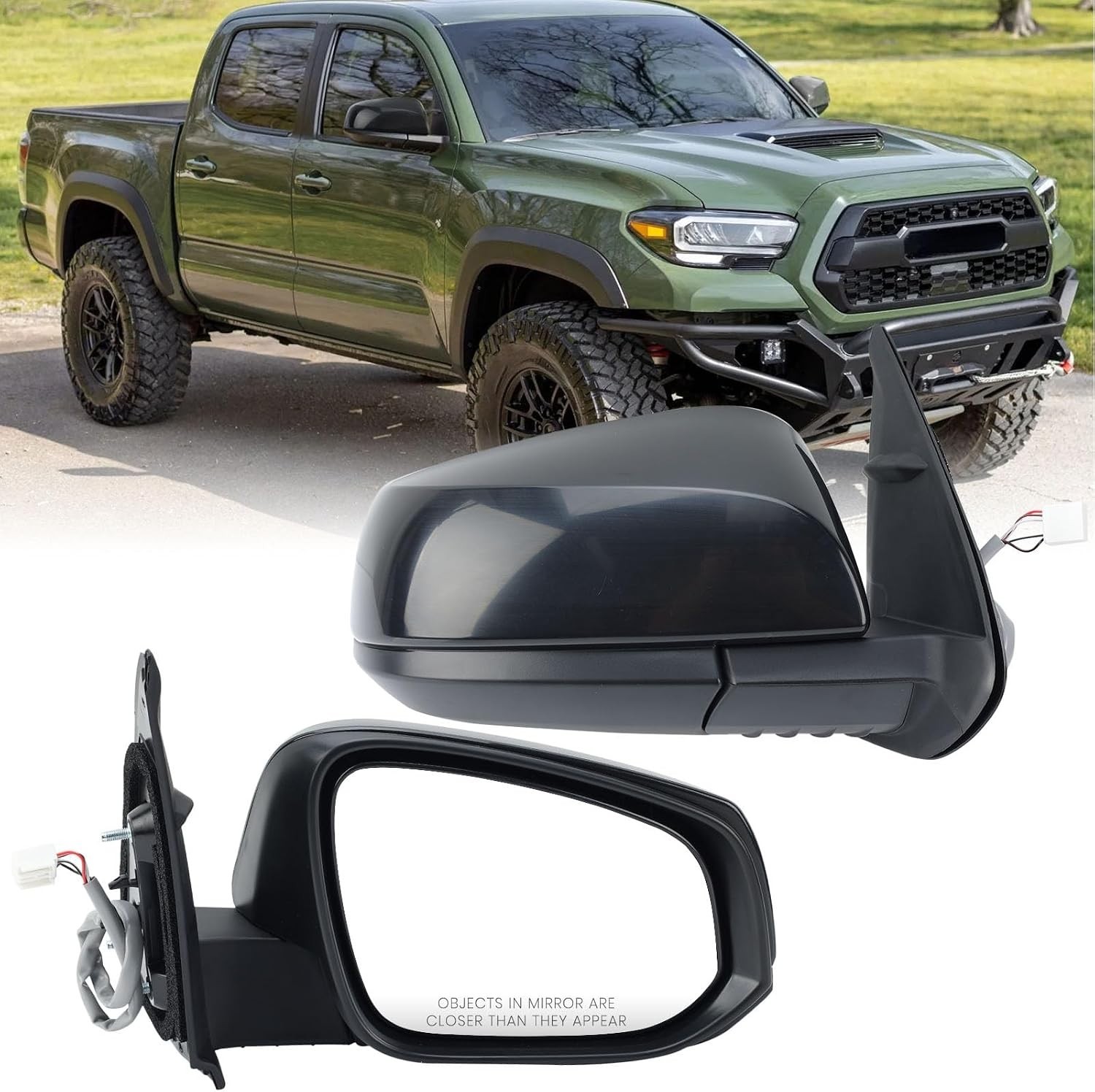 Passenger Side Mirror Compatible with Toyota Tacoma 2016-2025 Heated Manual Fold