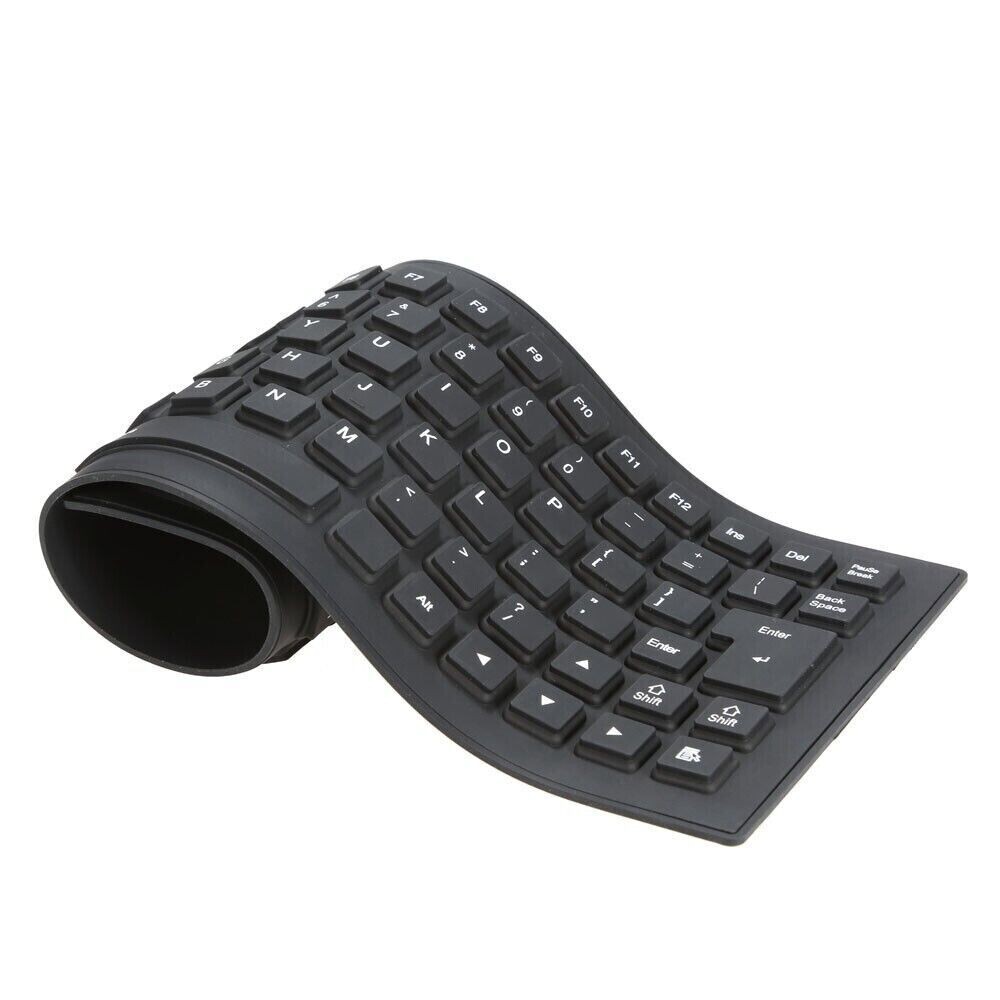 Foldable Silicone Keyboard Waterproof USB Flexible Roll Up Dustproof Full Size