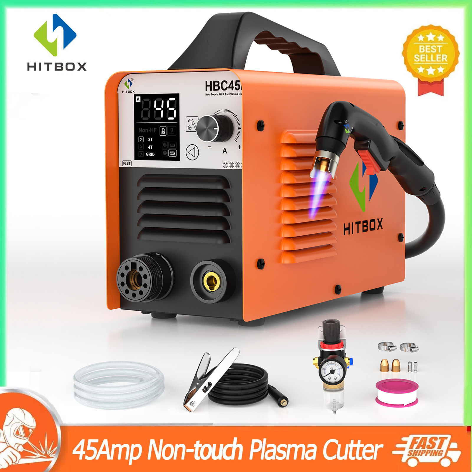 HITBOX 45A Air Plasma Cutting Machine Non-touch Pilot ARC 2T/4T Cutter 110V/220V