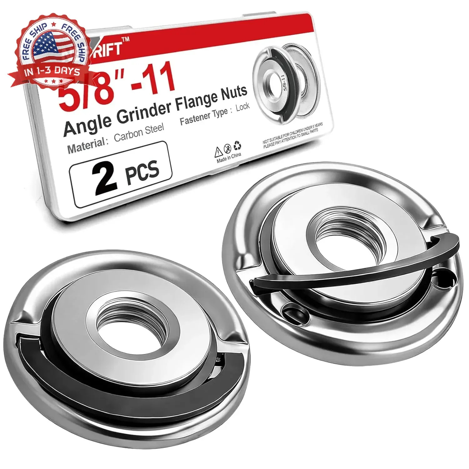 2 Pcs 5/8-11 Angle Grinder Flange Nuts with 5/8-11 Inch Thread, Quick Change Loc