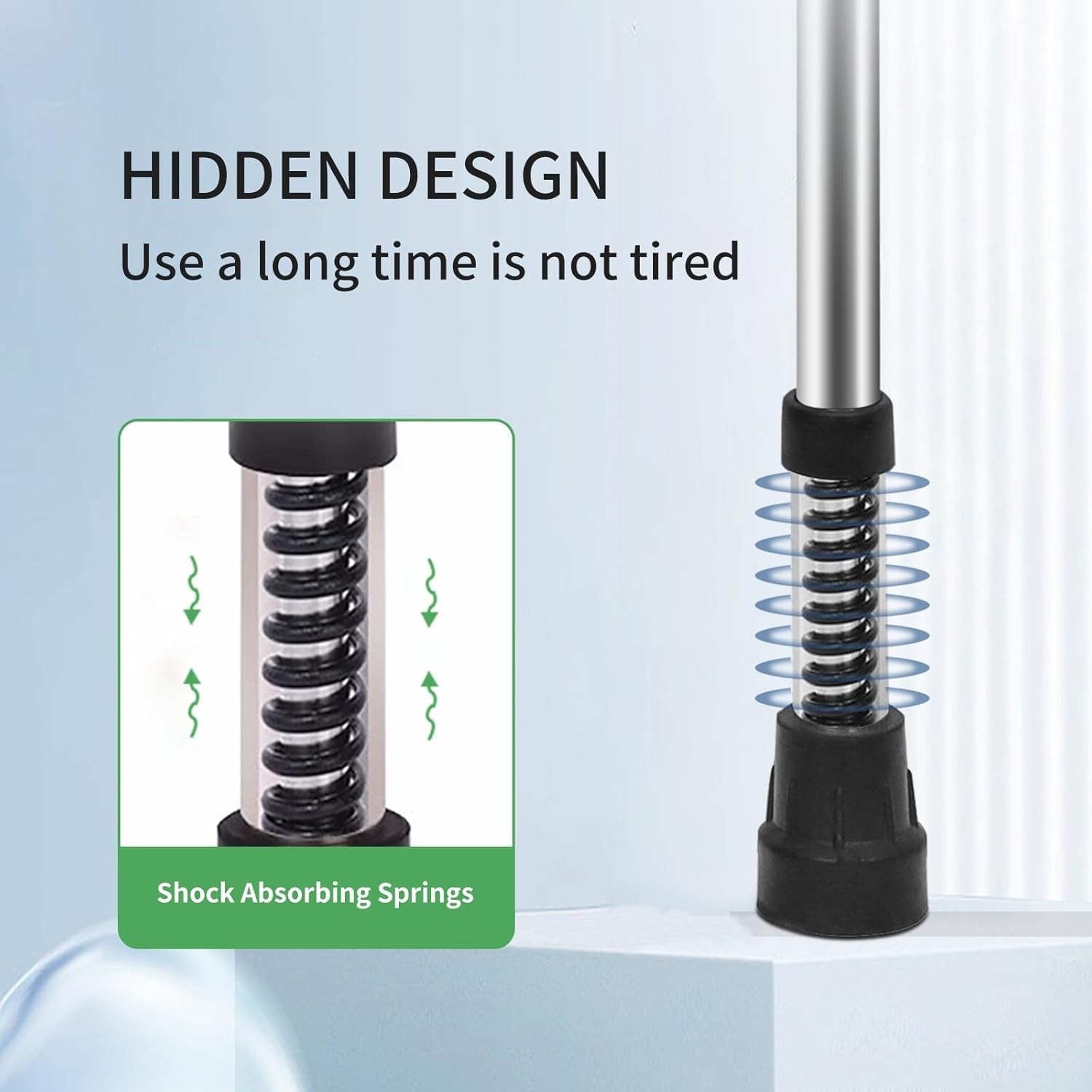 Adjustab Underarm Crutches, Height Adjustable with Hidden Spring Shock Absorbers