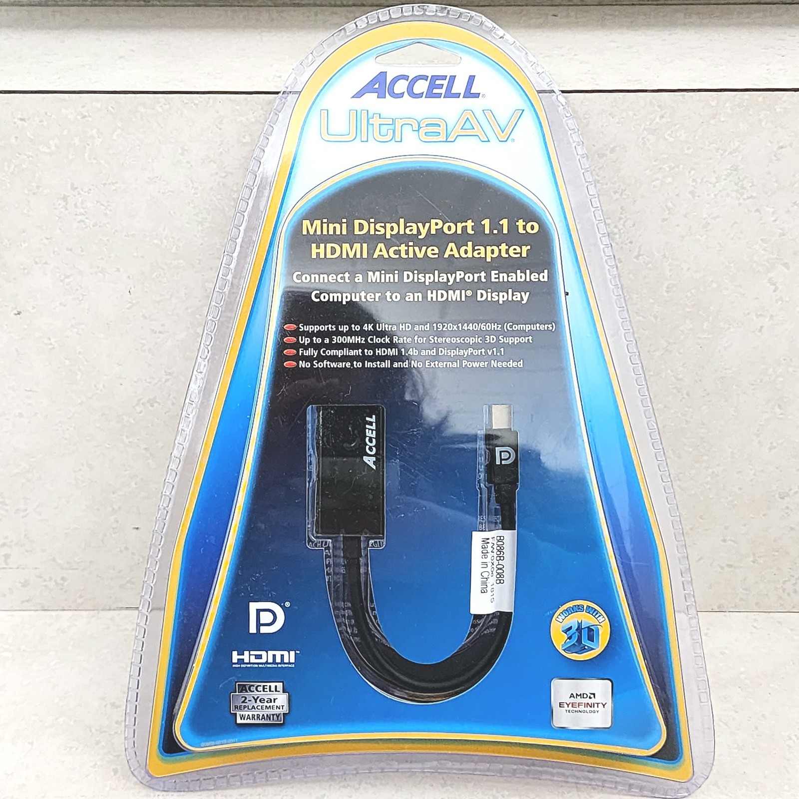 Accell Mini DisplayPort 1.1 to HDMI Active Adapter B086B-008B 3D Plug & Play NIP