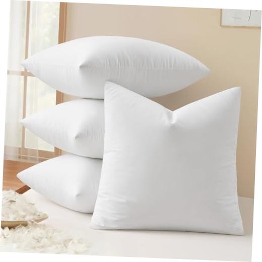 Pack of 4 18x18 Pillow Inserts, Premium Feather and Down Decorative 18x18 Inch